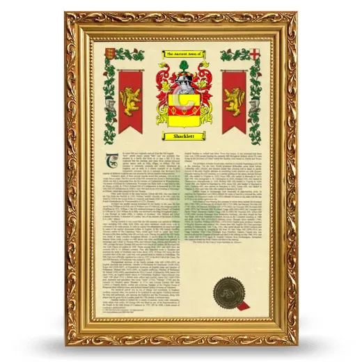 Shacklett Armorial History Framed - Gold