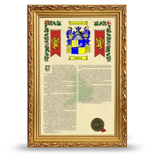 Shairray Armorial History Framed - Gold