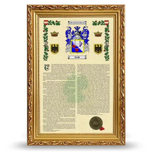 Shalk Armorial History Framed - Gold