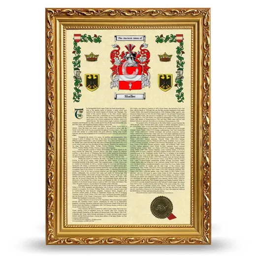 Shaller Armorial History Framed - Gold