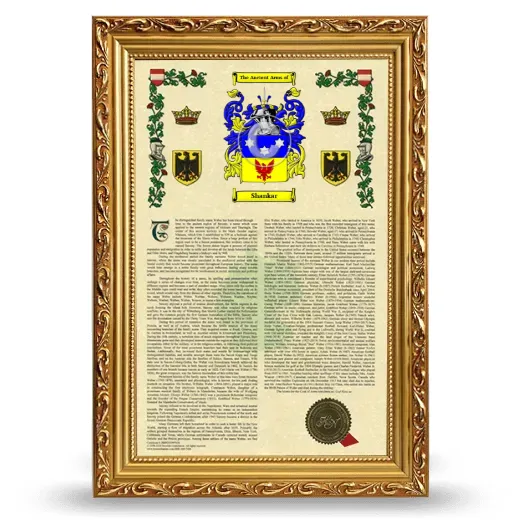 Shankar Armorial History Framed - Gold