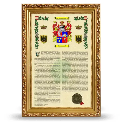 Shankland Armorial History Framed - Gold