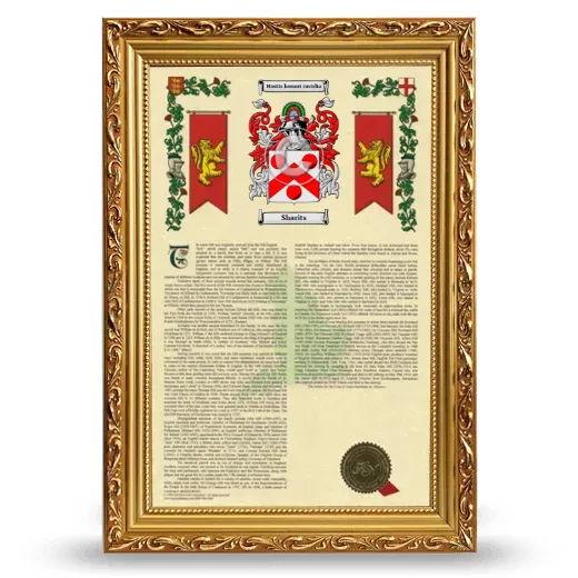 Sharits Armorial History Framed - Gold