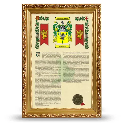 Sharmint Armorial History Framed - Gold