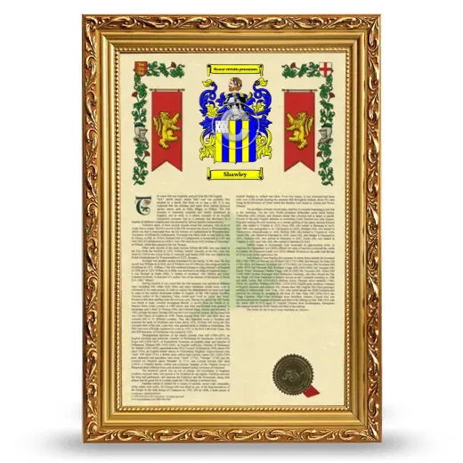 Shawley Armorial History Framed - Gold