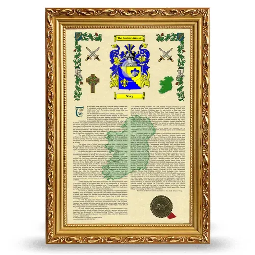 Shay Armorial History Framed - Gold