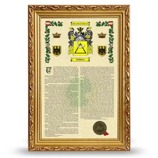 Shelman Armorial History Framed - Gold