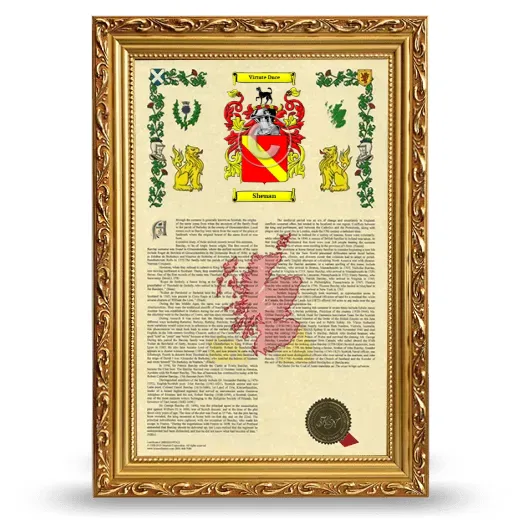 Shenan Armorial History Framed - Gold