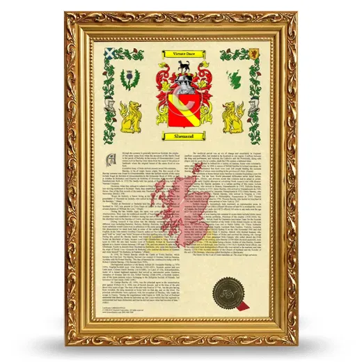 Shenand Armorial History Framed - Gold