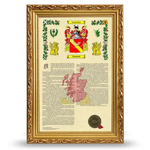 Shenend Armorial History Framed - Gold