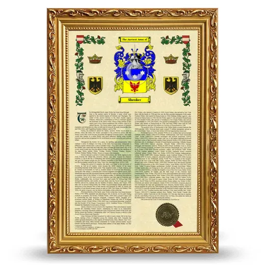 Shenker Armorial History Framed - Gold