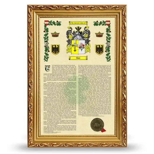 Sher Armorial History Framed - Gold