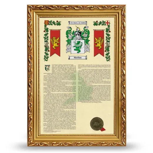 Sherbon Armorial History Framed - Gold