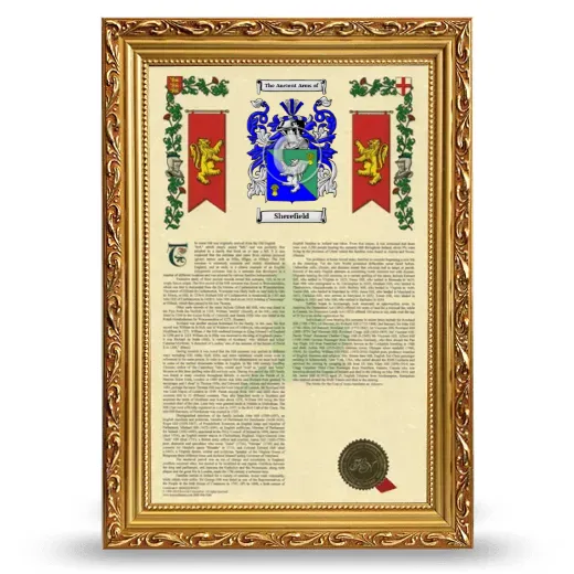 Sherefield Armorial History Framed - Gold