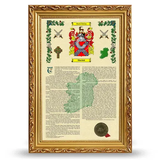 Sherink Armorial History Framed - Gold