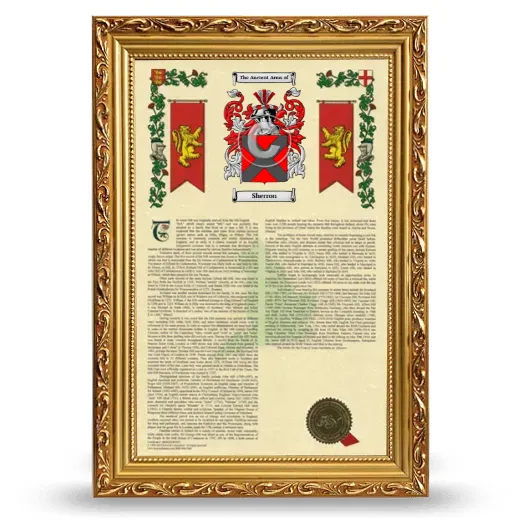 Sherron Armorial History Framed - Gold