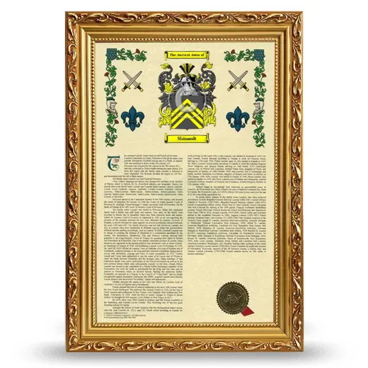 Shinault Armorial History Framed - Gold