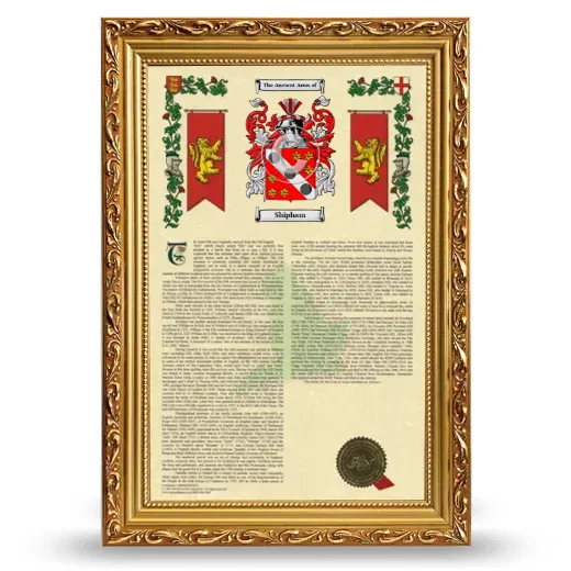 Shipham Armorial History Framed - Gold