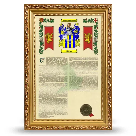 Shirlee Armorial History Framed - Gold