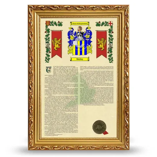 Shirley Armorial History Framed - Gold