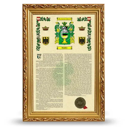 Shnider Armorial History Framed - Gold