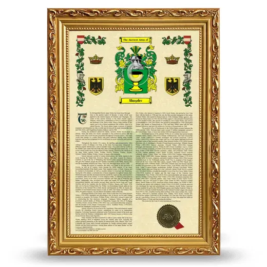 Shnyder Armorial History Framed - Gold
