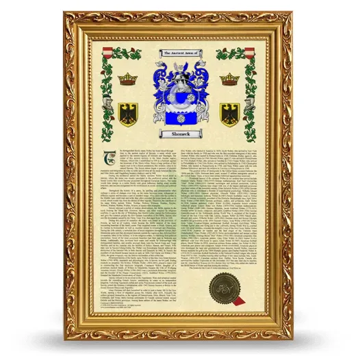 Shoneck Armorial History Framed - Gold