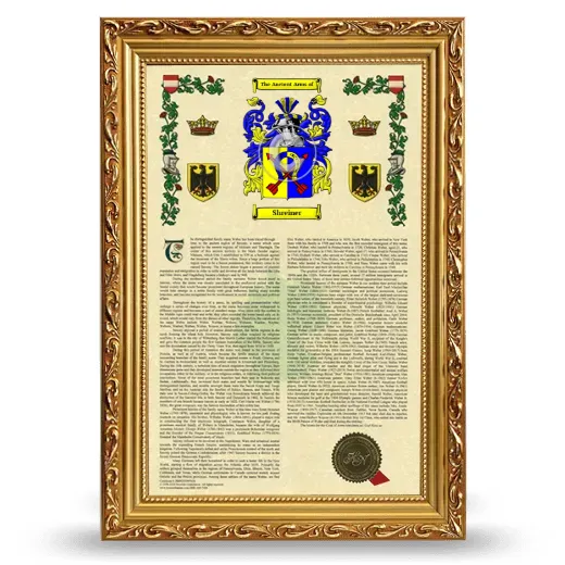 Shreiner Armorial History Framed - Gold