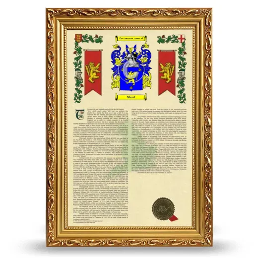 Shurt Armorial History Framed - Gold