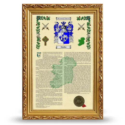 Shyrlox Armorial History Framed - Gold