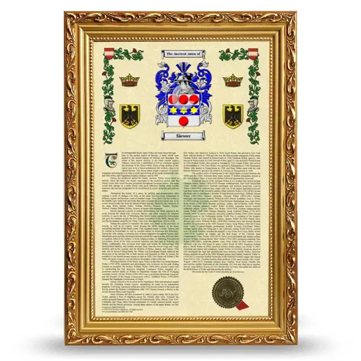 Siewer Armorial History Framed - Gold