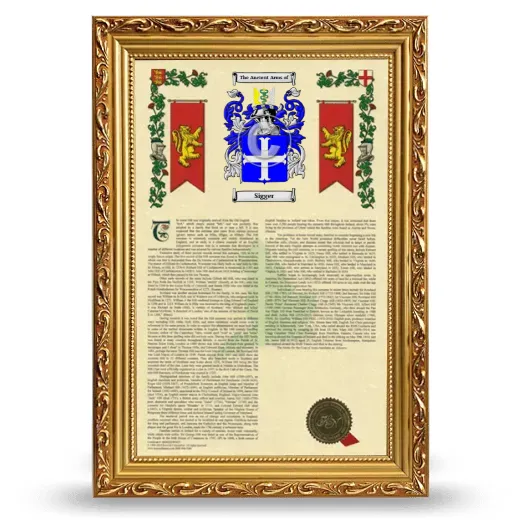 Sigger Armorial History Framed - Gold
