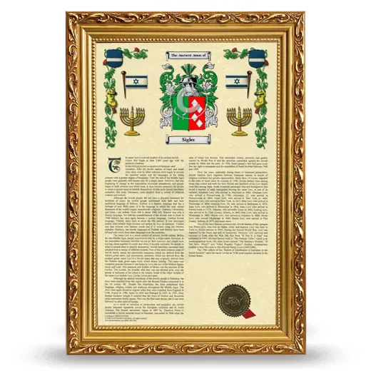 Sigler Armorial History Framed - Gold