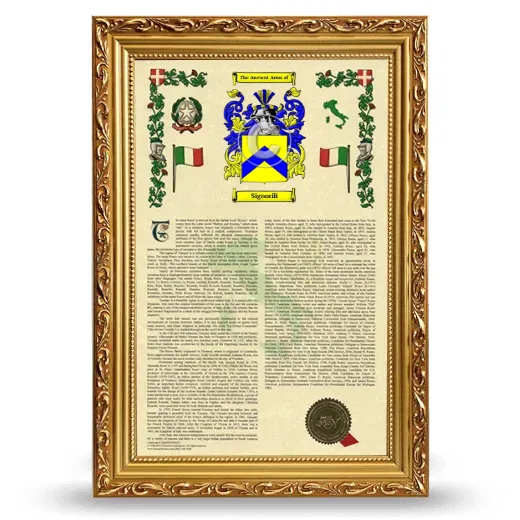 Signorili Armorial History Framed - Gold