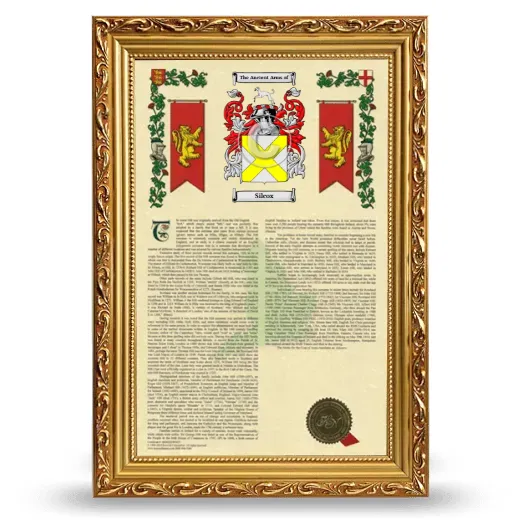 Silcox Armorial History Framed - Gold