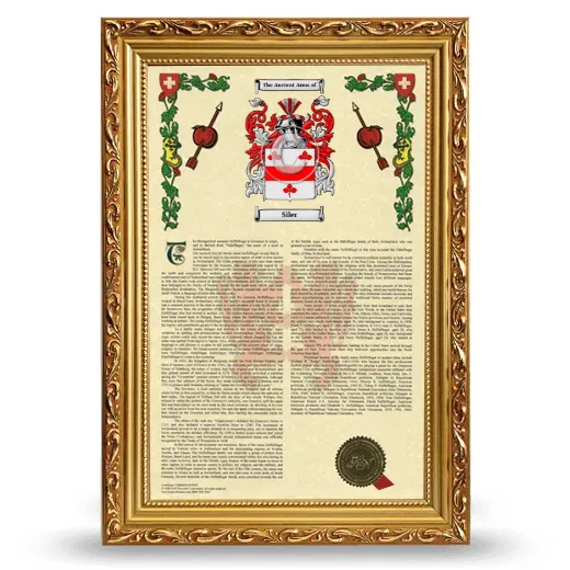 Siler Armorial History Framed - Gold