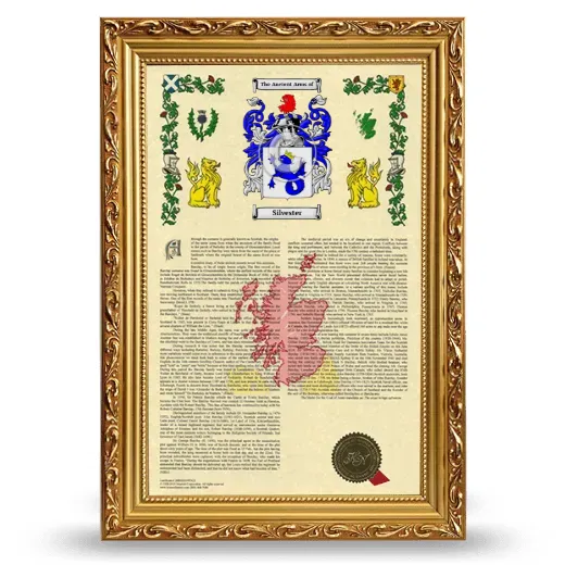 Silvester Armorial History Framed - Gold