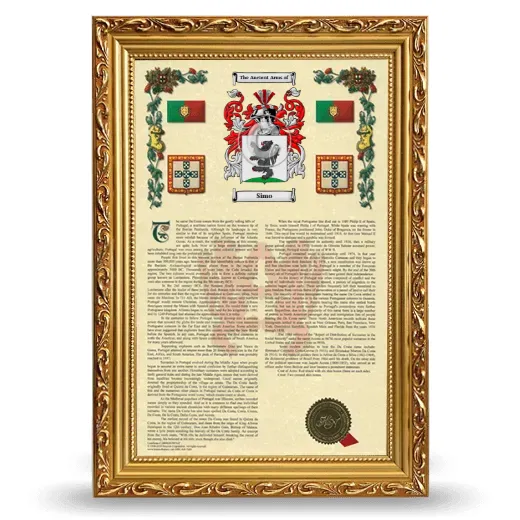 Simo Armorial History Framed - Gold