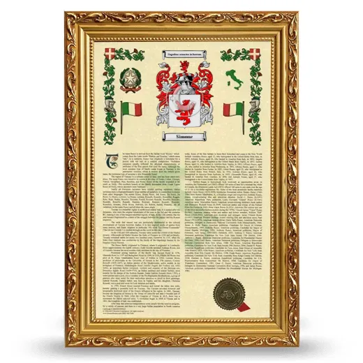 Simone Armorial History Framed - Gold