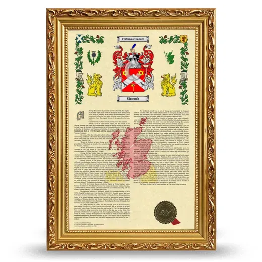 Sincock Armorial History Framed - Gold