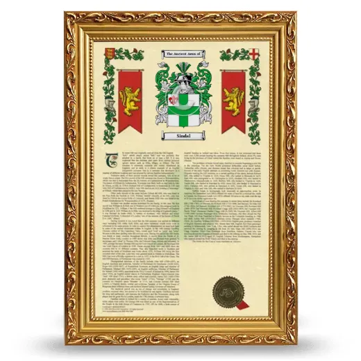Sindal Armorial History Framed - Gold