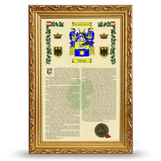 Sirbaugh Armorial History Framed - Gold