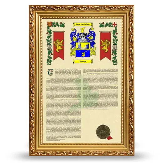 Sissom Armorial History Framed - Gold