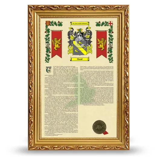 Sland Armorial History Framed - Gold