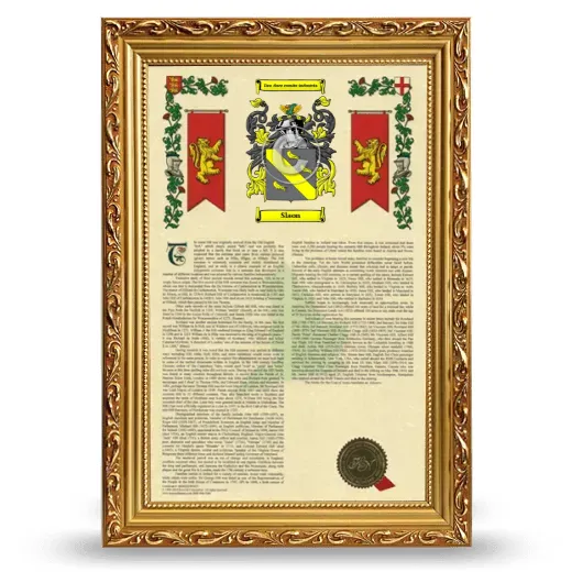 Slaon Armorial History Framed - Gold