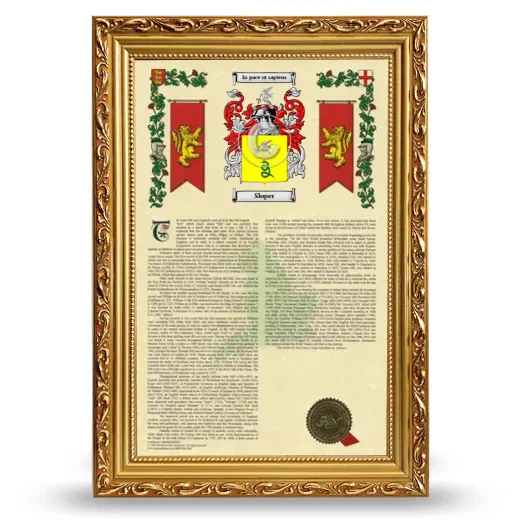 Sloper Armorial History Framed - Gold
