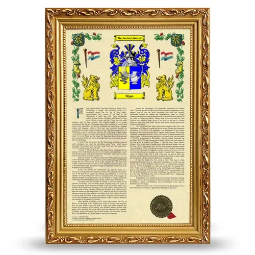 Slyps Armorial History Framed - Gold