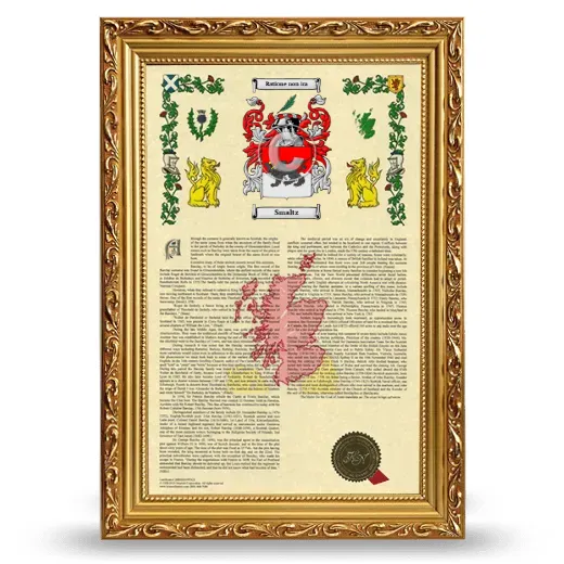 Smaltz Armorial History Framed - Gold