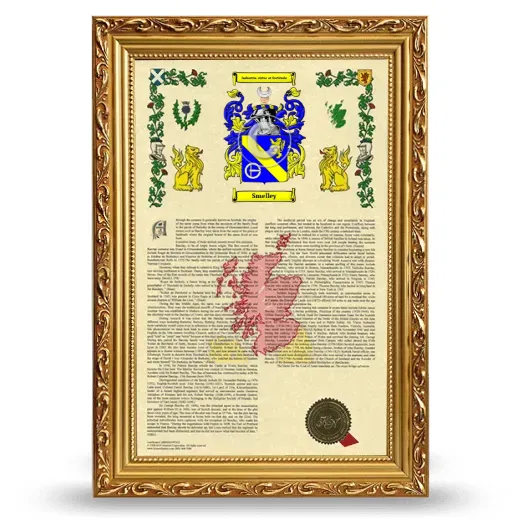 Smelley Armorial History Framed - Gold