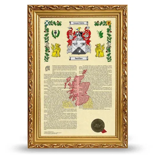 Smithes Armorial History Framed - Gold